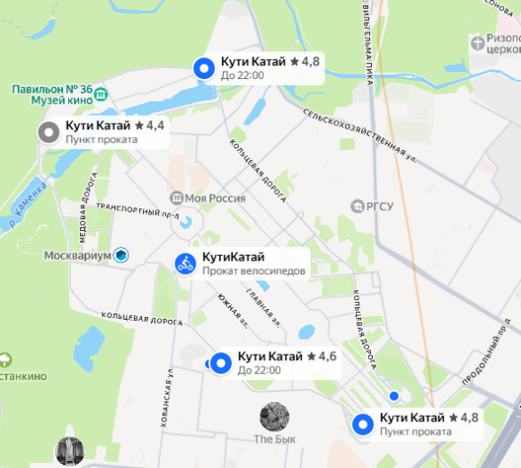 Пункты проката велосипедов ВДНХ
